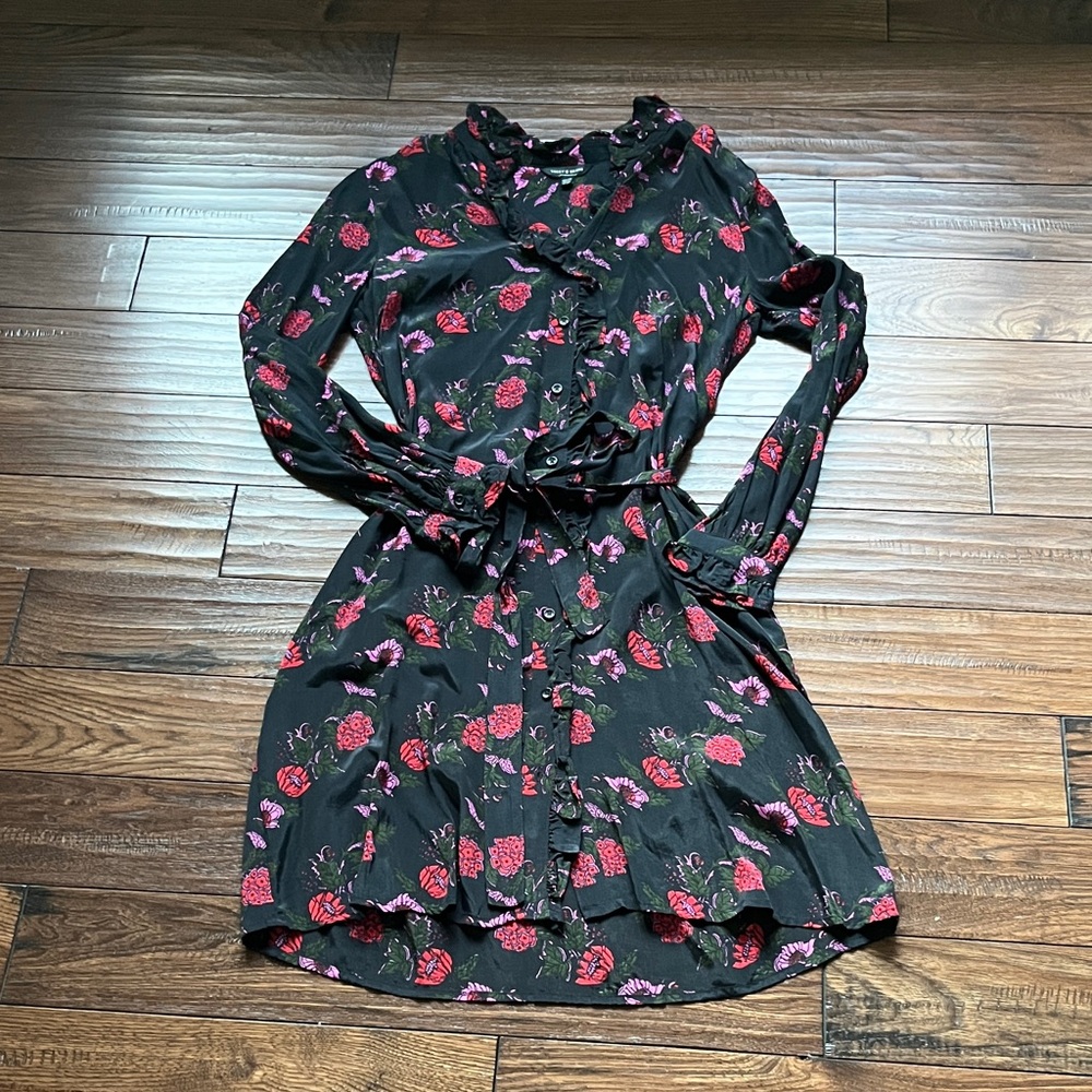 Lucky Brand Black and Pink Floral Dress